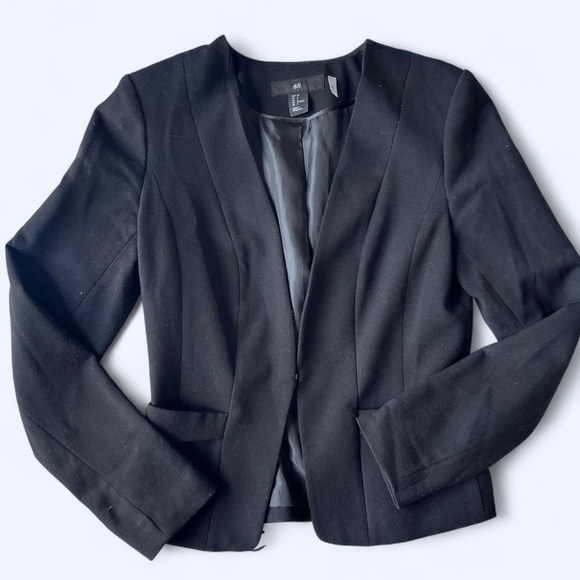 H&M Womens Black Tailored Classic Workwear Office Career Blazer 4 - Picture 2 of 11
